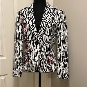 21. Joseph Ribkoff size 6 Zebra Print Women's tailored Blazer